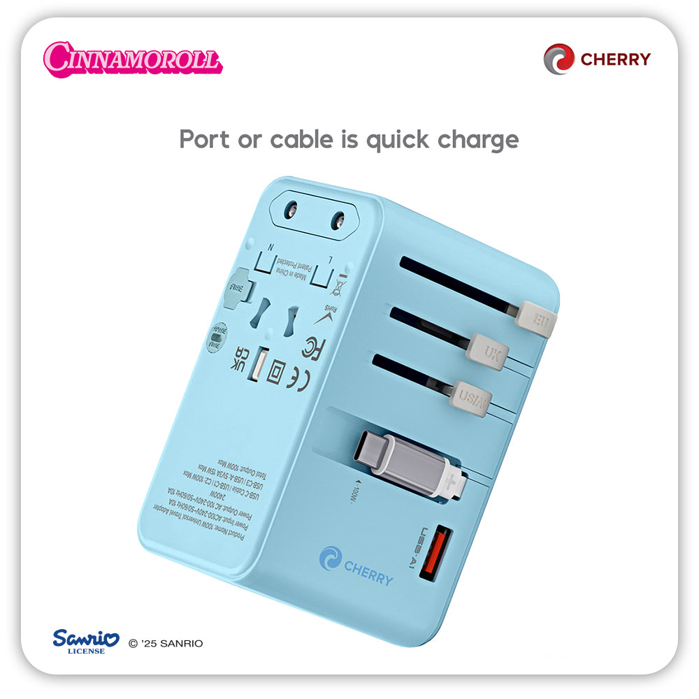 Sanrio Characters and CHERRY 100W Universal Travel Adapter