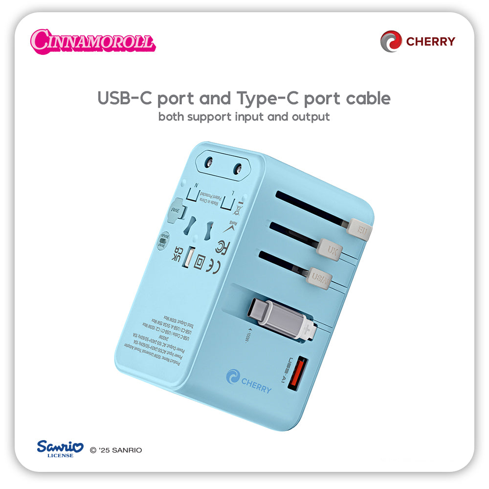 Sanrio Characters and CHERRY 100W Universal Travel Adapter