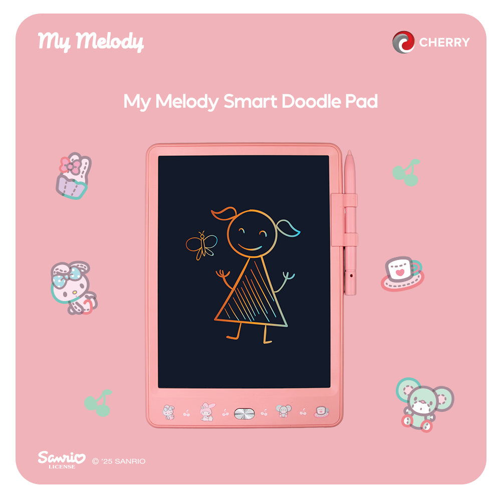 Sanrio Characters and CHERRY Smart Doodle Pad | LCD Writing Tablet | Reusable Drawing Board