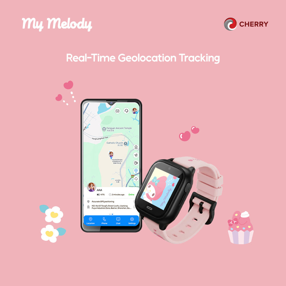 Sanrio Characters and CHERRY Smartwatch 4G for Kids | GPS | Video Call | SOS | IP67 Water Resistant