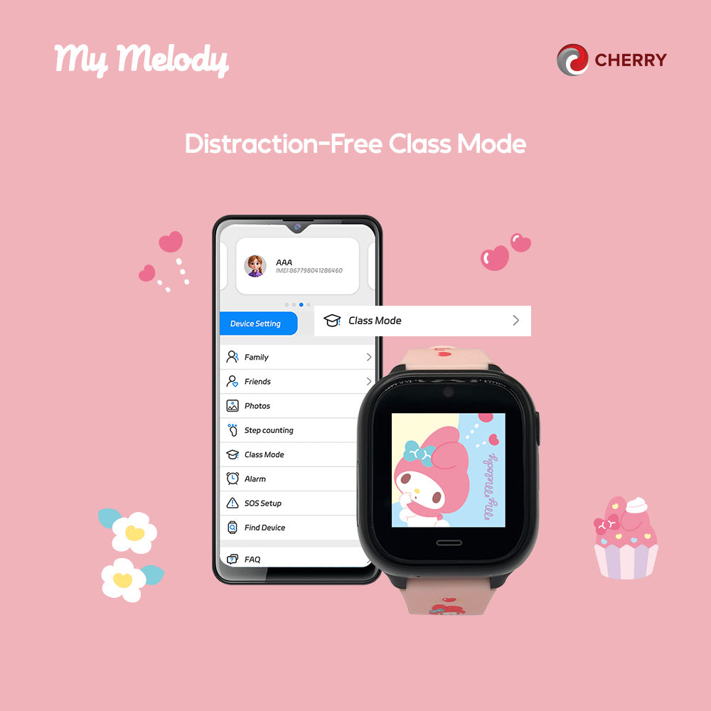 Sanrio Characters and CHERRY Smartwatch 4G for Kids | GPS | Video Call | SOS | IP67 Water Resistant