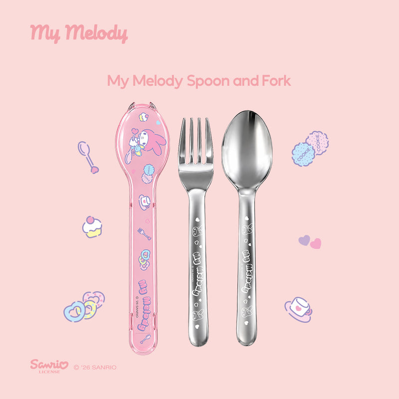 Sanrio Characters and CHERRY Spoon and Fork (My Melody & Hello Kitty)