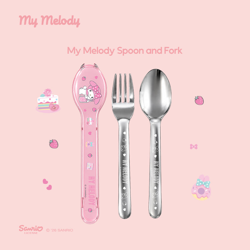 Sanrio Characters and CHERRY Spoon and Fork (My Melody & Hello Kitty)